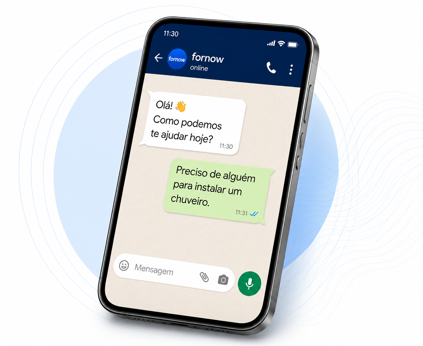 Conversa no WhatsApp com o fornow